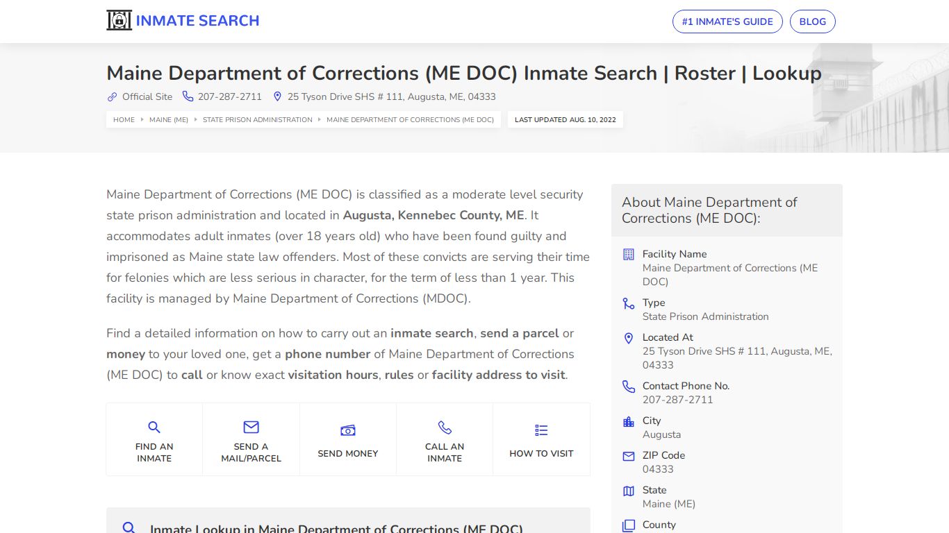 Maine Department of Corrections (ME DOC) Inmate Search ...